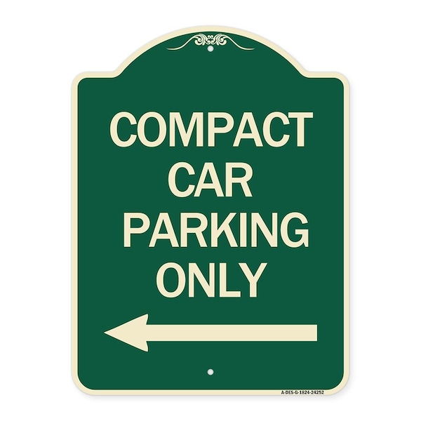 Compact Car Parking With Left Arrow Heavy-Gauge Aluminum Architectural Sign, 24" x 18", G-1824-24252